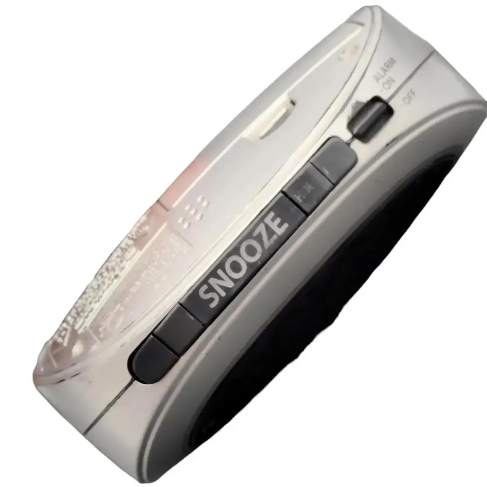 Sharp SPC089 LED Digital Alarm Clock Red Display Snooze‎ Silver Plug-In Works